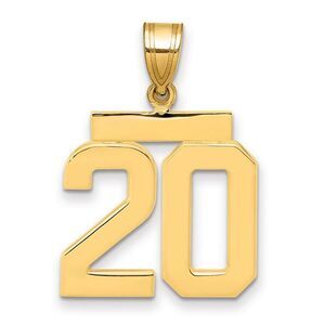 14k Yellow Gold, Athletic Collection Medium Polished Number 20 Pendant